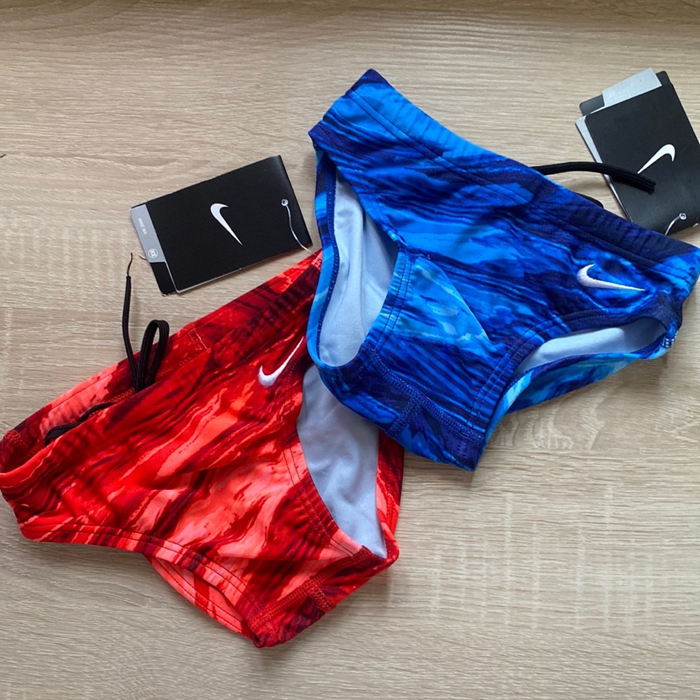 NWT Nike Speedo Boy swimsuits size 22 Trunk Brief lot of 2